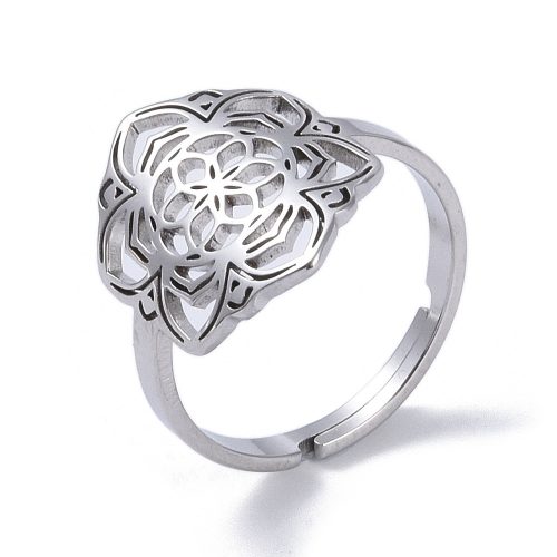 Nemesacél gyűrű - állítható méretű - mandala