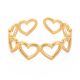 Nemesacél gyűrű, 18k aranyozott - állítható méretű - szívek