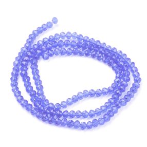   Üveg kristálygyöngy fazettált fánk kb. 4x6mm-es átlátszó, zafírkék