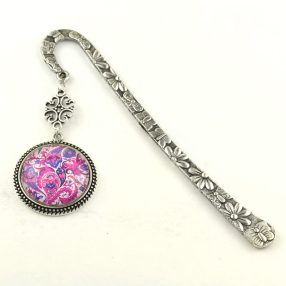   Fém könyvjelző üveglencsés medállal - perzsa mintás (4002)