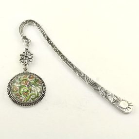   Fém könyvjelző üveglencsés medállal - perzsa mintás (4003)