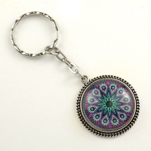 Üveglencsés kulcstartó - mandala (5041)