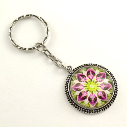 Üveglencsés kulcstartó - mandala (5085)