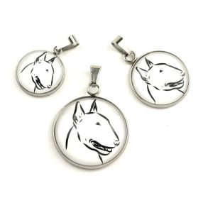   Nemesacél üveglencsés medál - választható méretben -bullterrier kutya (0200)