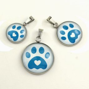   Nemesacél üveglencsés medál - választható méretben -tappancs mancs(0201)