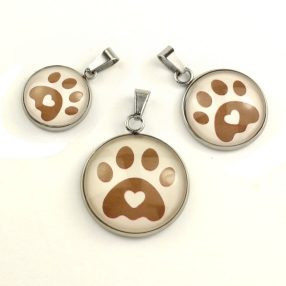   Nemesacél üveglencsés medál - választható méretben -tappancs mancs(0202)