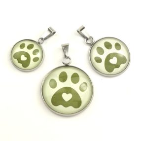   Nemesacél üveglencsés medál - választható méretben -tappancs mancs(0203)