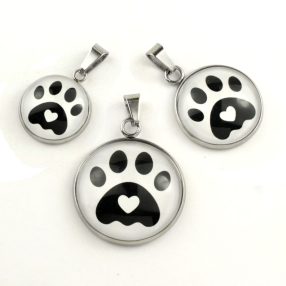   Nemesacél üveglencsés medál - választható méretben -tappancs mancs(0204)