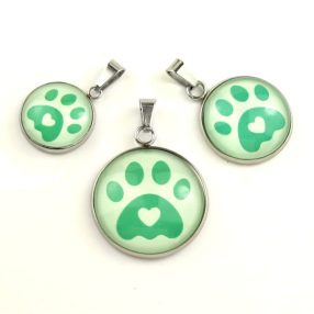   Nemesacél üveglencsés medál - választható méretben -tappancs mancs(0205)