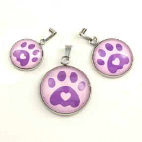   Nemesacél üveglencsés medál - választható méretben -tappancs mancs(0206)