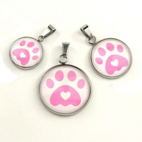   Nemesacél üveglencsés medál - választható méretben -tappancs mancs(0207)