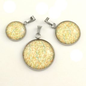   Nemesacél üveglencsés medál - választható méretben - indás (3700)