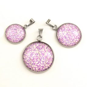   Nemesacél üveglencsés medál - választható méretben - indás (3702)