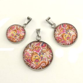   Nemesacél üveglencsés medál - választható méretben - perzsa mintás (4000)