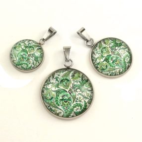   Nemesacél üveglencsés medál - választható méretben - perzsa mintás (4007)