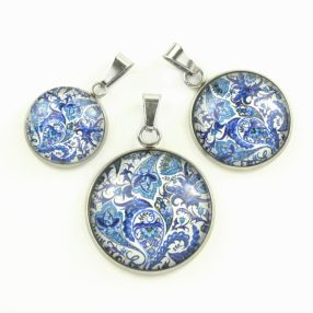   Nemesacél üveglencsés medál - választható méretben - perzsa mintás (4008)