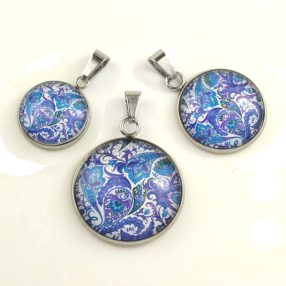   Nemesacél üveglencsés medál - választható méretben - perzsa mintás (4009)