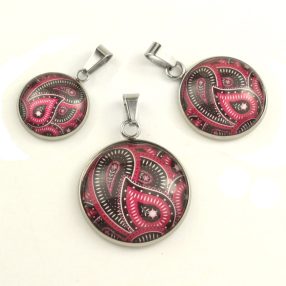   Nemesacél üveglencsés medál - választható méretben - perzsa mintás (4011)
