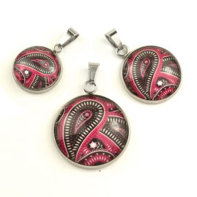   Nemesacél üveglencsés medál - választható méretben - perzsa mintás (4012)