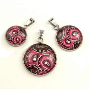   Nemesacél üveglencsés medál - választható méretben - perzsa mintás (4013)