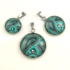   Nemesacél üveglencsés medál - választható méretben - perzsa mintás (4015)