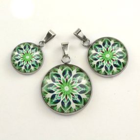   Nemesacél üveglencsés medál - választható méretben - mandala (5100)