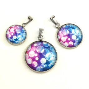   Nemesacél üveglencsés medál - választható méretben - buborékos (5501)