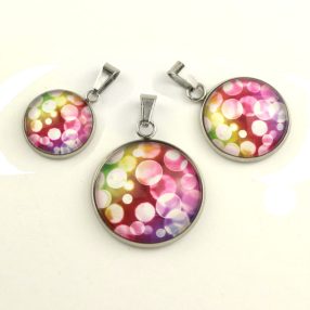   Nemesacél üveglencsés medál - választható méretben - buborékos (5504)