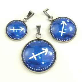   Nemesacél üveglencsés medál - választható méretben - horoszkóp, csillagjegy - nyilas (9008)
