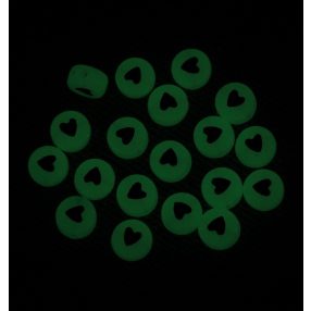   Akril FOSZFORESZKÁLÓ gyöngy - 7x3,5mm-es - szív mintával