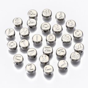   Akril betű gyöngy - ródium színű CCB bevonattal - 7x3,5mm-es - Z