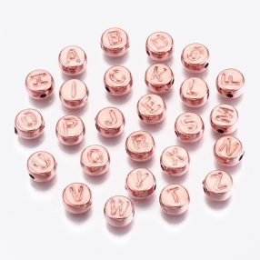   Akril betű gyöngy - rózsaarany színű CCB bevonattal - 7x3,5mm-es - I