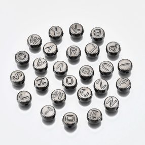   Akril betű gyöngy - sötétszürke (gunmetal) színű CCB bevonattal - 7x3,5mm-es - K