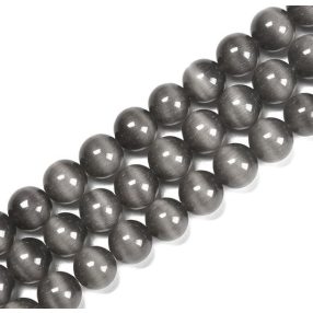 Macskaszem üveggyöngy - 5,5-6mm-es golyó - szürke - 1db