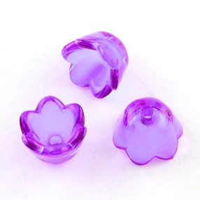   Akril virág (gyöngyvirág) - 7x10mm-es átlátszó violalila