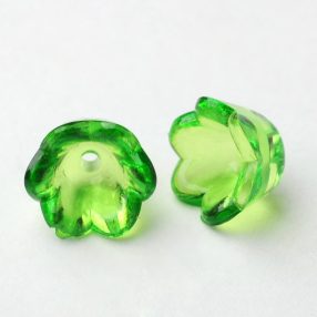 Akril virág (gyöngyvirág) - 7x10mm-es átlátszó zöld