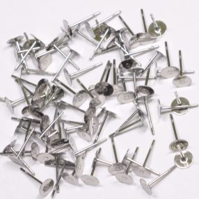   Nemesacél beszúrós fülbevaló alap - 5mm-es ragasztható felülettel - 1 pár