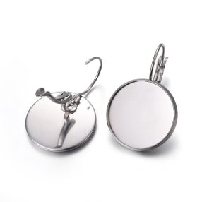   Nemesacél francia kapcsos ragasztható fülbevaló alap - 18mm-es kabosonhoz - 1 pár