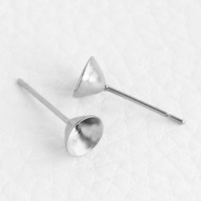   Nemesacél 6mm átmérőjű tölcséres, beszúrós fülbevaló alap chatonhoz - 1 pár (2db)