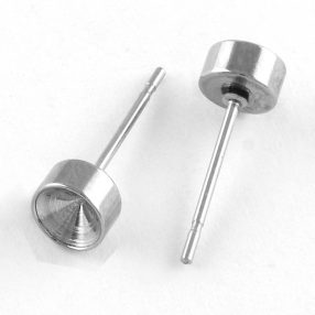   Nemesacél 7mm átmérőjű beszúrós fülbevaló alap chatonhoz - 1 pár (2db)