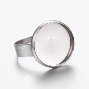   Nemesacél állítható méretű ragasztható gyűrűalap - 14mm-es kabosonhoz