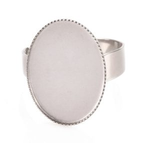   Nemesacél állítható méretű ragasztható gyűrűalap - 18x13mm-es kabosonhoz