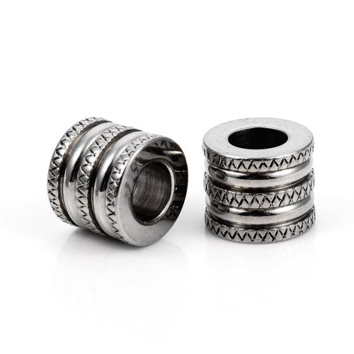 Nemesacél 10x12mm-es cső köztes gyöngy - furat: 6,2mm