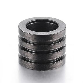   Fekete (gunmetal) színű nemesacél 8x10mm-es cső köztes gyöngy - furat: 6,7mm