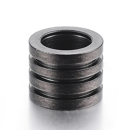 Fekete (gunmetal) színű nemesacél 8x10mm-es cső köztes gyöngy - furat: 6,7mm