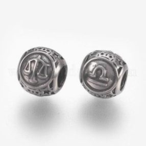   Antikolt nemesacél 9x10mm-es golyós csillagjegy / horoszkóp köztes, furat: 4mm - mérleg