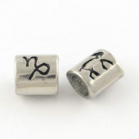   Antikolt nemesacél 8x8,5x6mm-es csillagjegy / horoszkóp cső köztes, furat: 4,7mm - bak