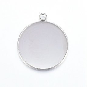   Nemesacél ragasztható medál alap - 37x32mm-es, 30mm-es kabosonhoz