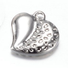 Nemesacél medál / fityegő - 13x13x3mm-es szív