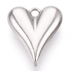 Nemesacél medál / fityegő - 13,5x11x3,5mm-es szív